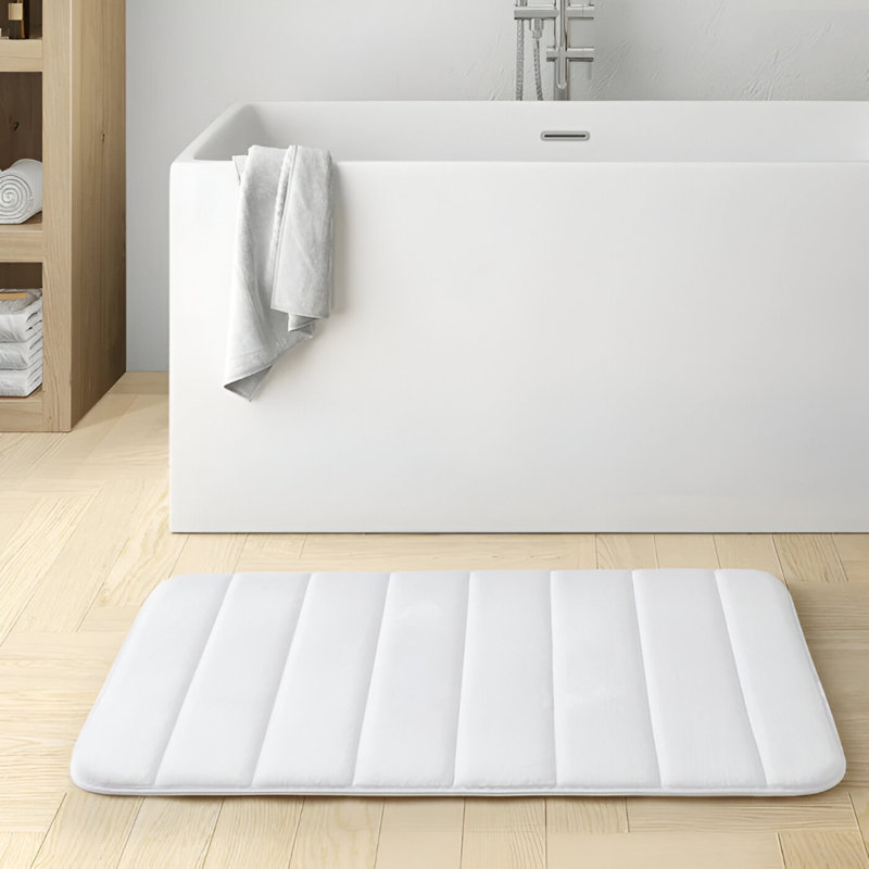Memory Foam Non-Slip Bath Mat, 50cm, 80cm, White