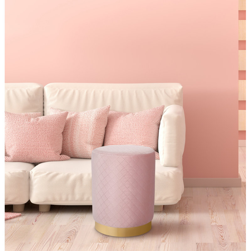 Tabouret de pieds rond en velours 13,75 po BirdRock Home, rose