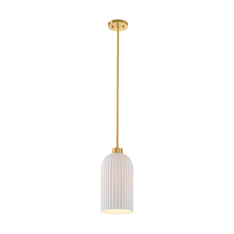 Isla Blanca Warm Brass Pendant with White Porcelain Shade