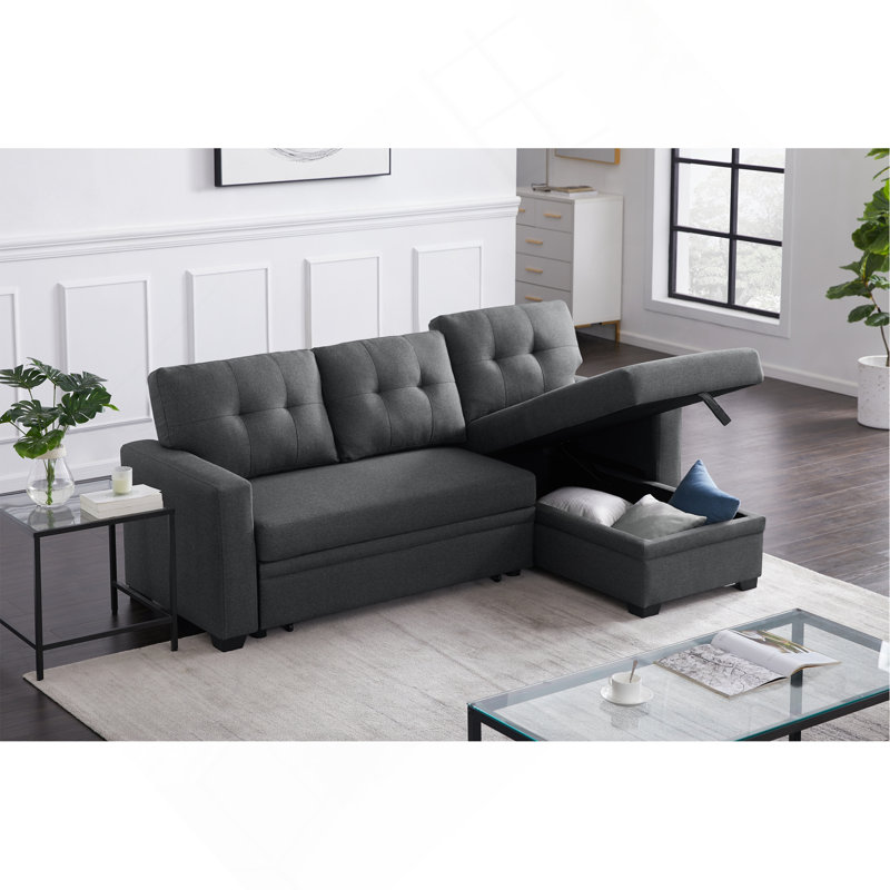 Canapé modulaire rembourré avec méridienne, Dark Grey