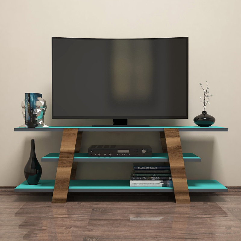 Meuble télé moderne avec option de fixation murale, 47,2 po x 16,5 po x 13,2 po | 100% panneau de particules enduit de mélamine, épaisseur: 0,7 pouce | Plusieurs tablettes pour le rangement, design élégant et fonctionnel pour le salon et les espaces
