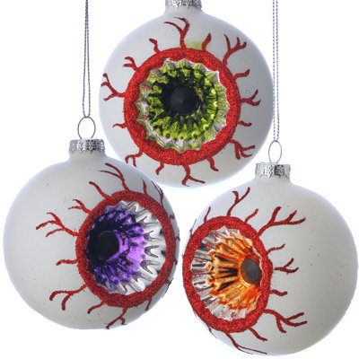 Ornement globe oculaire en verre 3 po Halloween