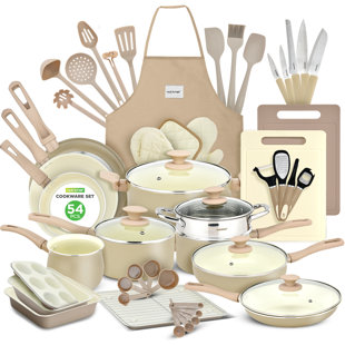 Nutrichef 54-Piece Marble Non-Stick Cookware And Bakeware Set, Professional Home Kitchen Collection With Multi-Sized Pots, Pans, And Heat-Resistant Tools