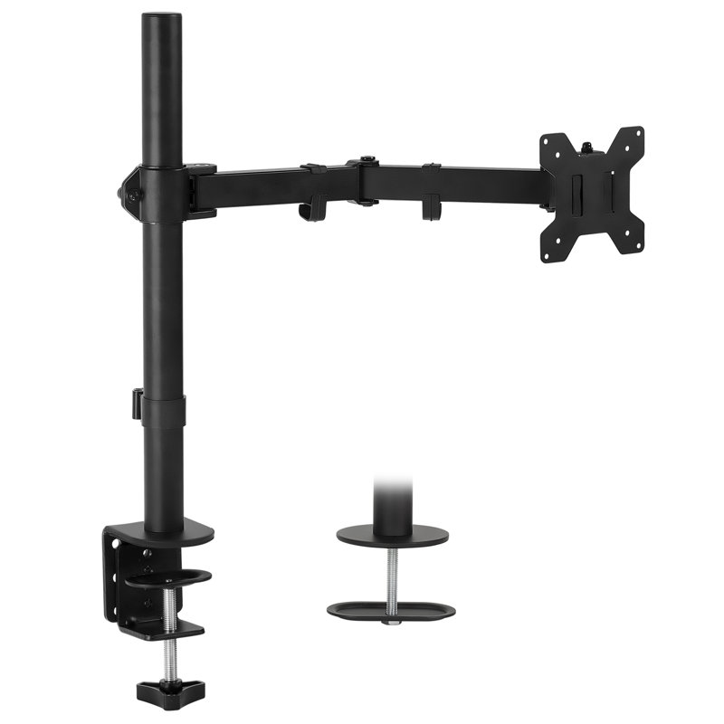 Mount-It! Full Motion Height Adjustable Single Monitor Arm Mount | Fits 13 - 32 in. TVs with C-Clamp