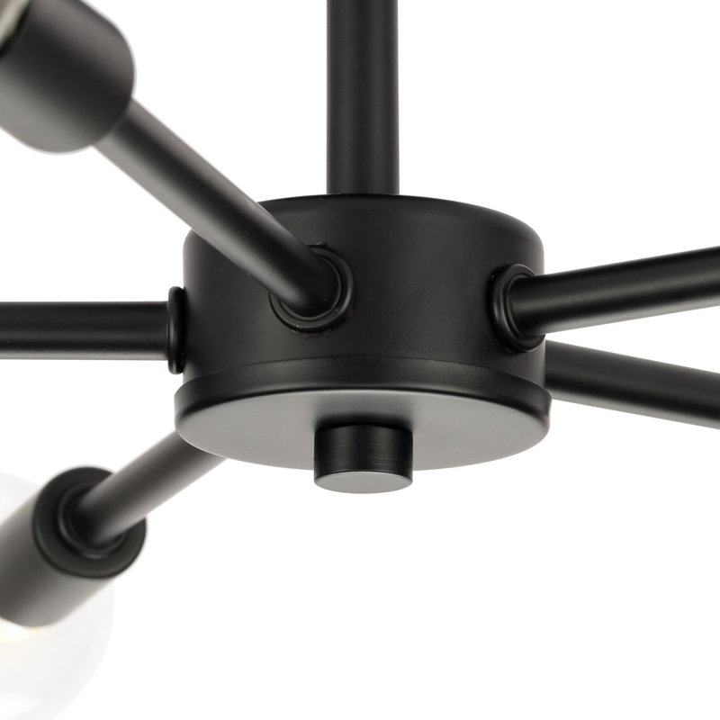 Plafonnier semi-encastré moderne 5 lumières Azaliyah, Noir mat
