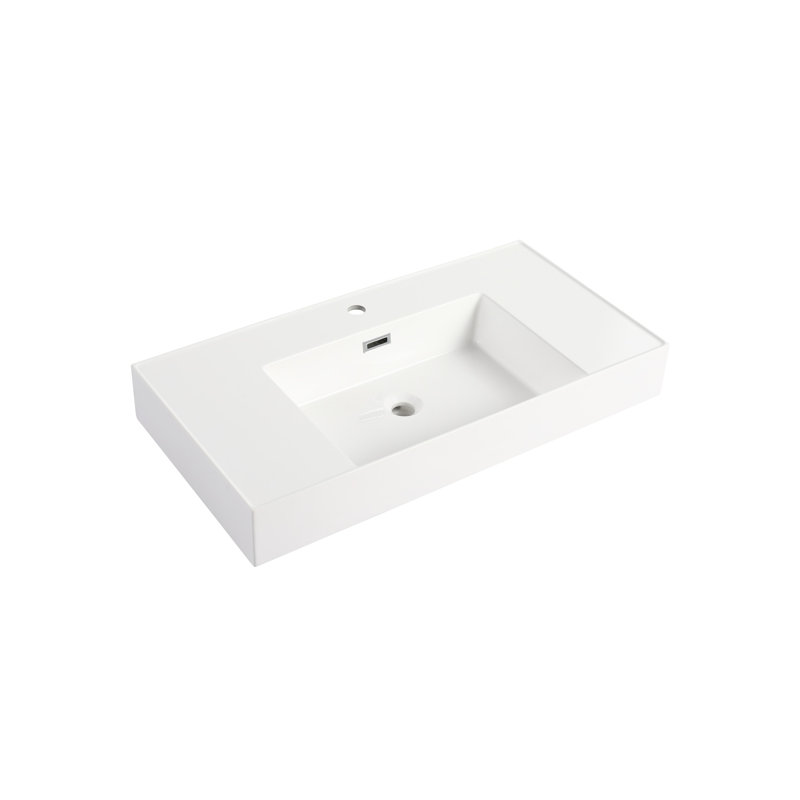 Lavabo 36 po en résine pour salle de bain, meuble-lavabo contemporain élégant