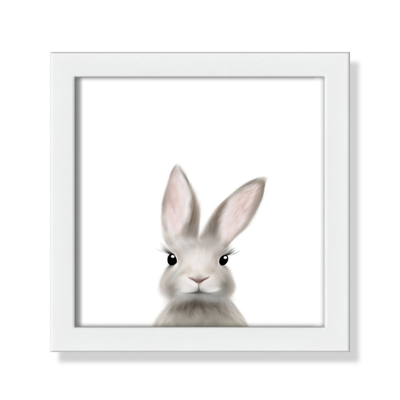 Art encadré en lapins forestières, H 9 po x l 9 po x P 1,19 po, Encadré de boîte blanc