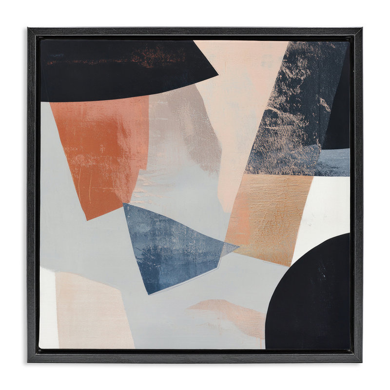 Cadre flottant Neutral Fragmented Visions, design par Mona Grace, Cadre flottant noir de jais, H 18 po x l 18 po