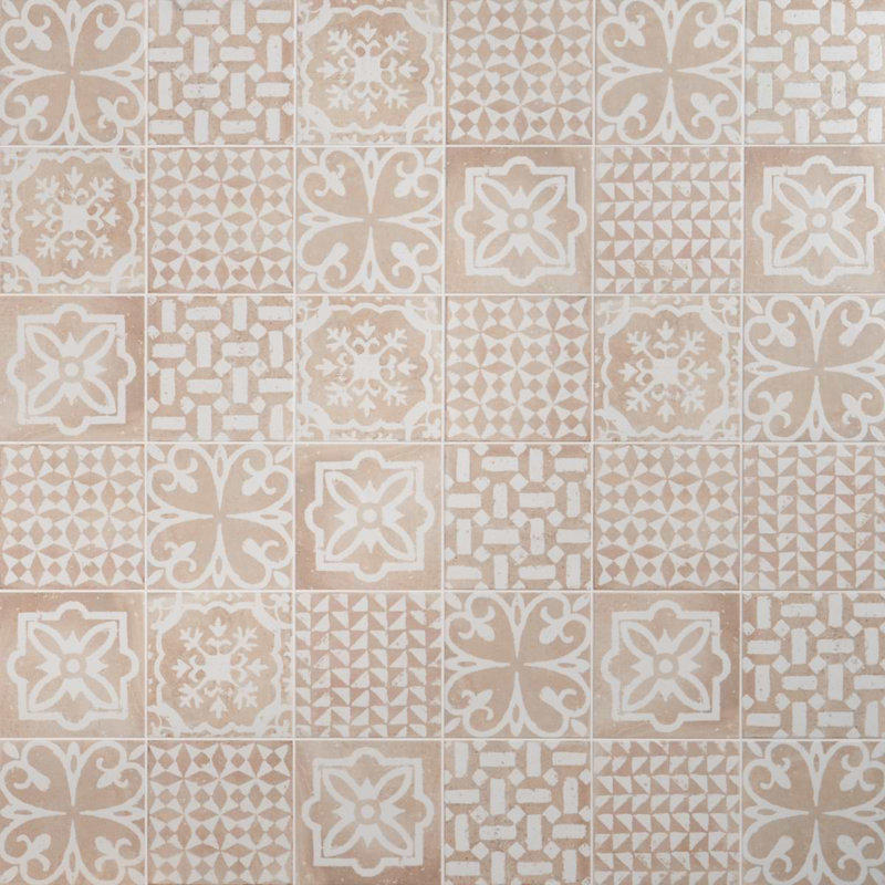 Angela Harris Mediterra Kasma Terra Crema Decor 8X8 Matte Porcelain Tile