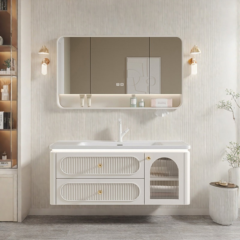 Armoire de salle de bain française de style crème