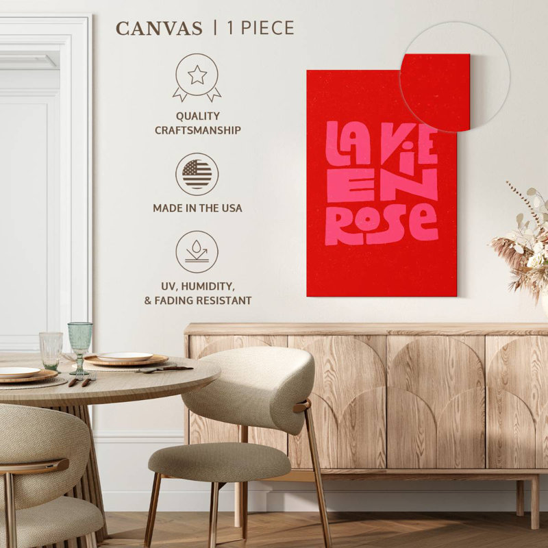 Calligraphie La Vie En Rose, H 30 po x l 20 po
