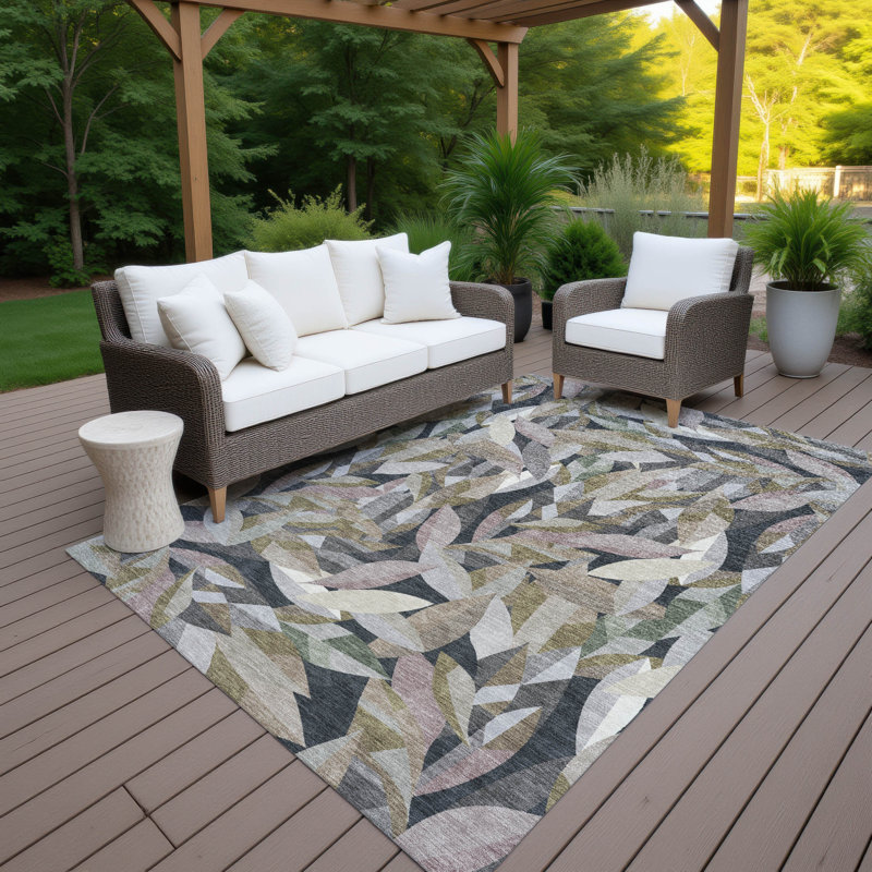 Machine Washable Indoor/Outdoor Jourdan ACN2383 Floral Rug, Rectangle 10' x 14'