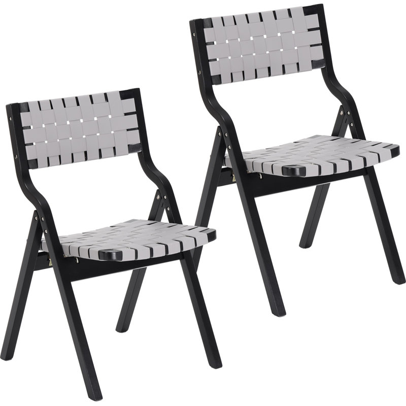 Chaises pliantes élégantes et modernes en bois, Noir, gris clair