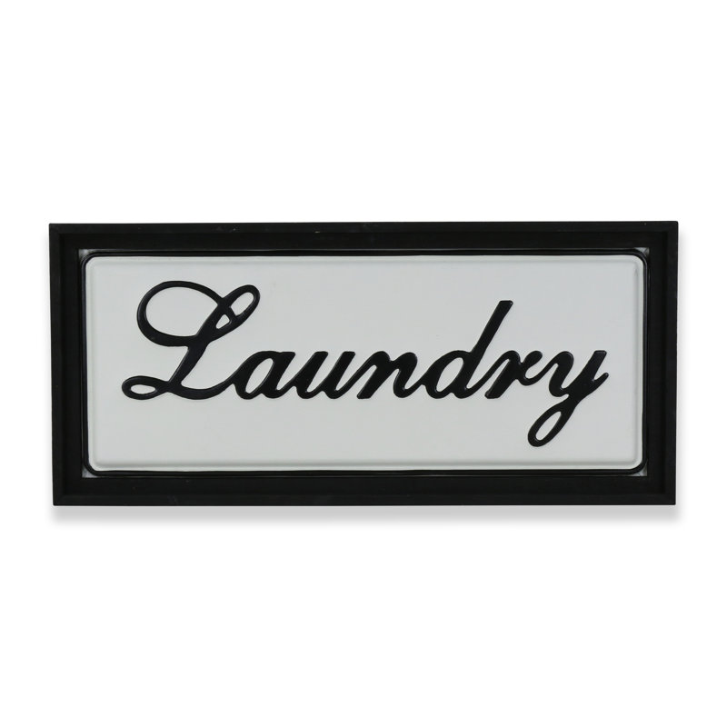 Colista Laundry 23.5" Modern Farmhouse Metal Wall Sign with Black Wood Frame