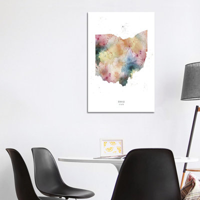 Ohio State Watercolour - Wrapped Canvas Print