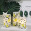Flameless Pillar Wax Candles With 6 Hour Timer Battery Operated 3 Packs Lemon Decals LED Flickering Candles Yellow Light Holiday Wedding Spring Home Decoration Candle(3 X 4, 5, 6 Inches)