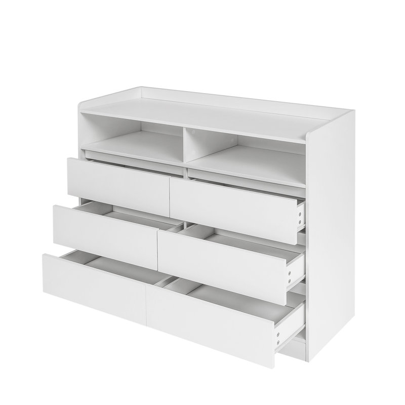 Commode 6 tiroirs, commode pour chambre à coucher avec lumières DEL, commodes modernes et commodes avec cadre robuste pour le salon, l'entrée, le couloir