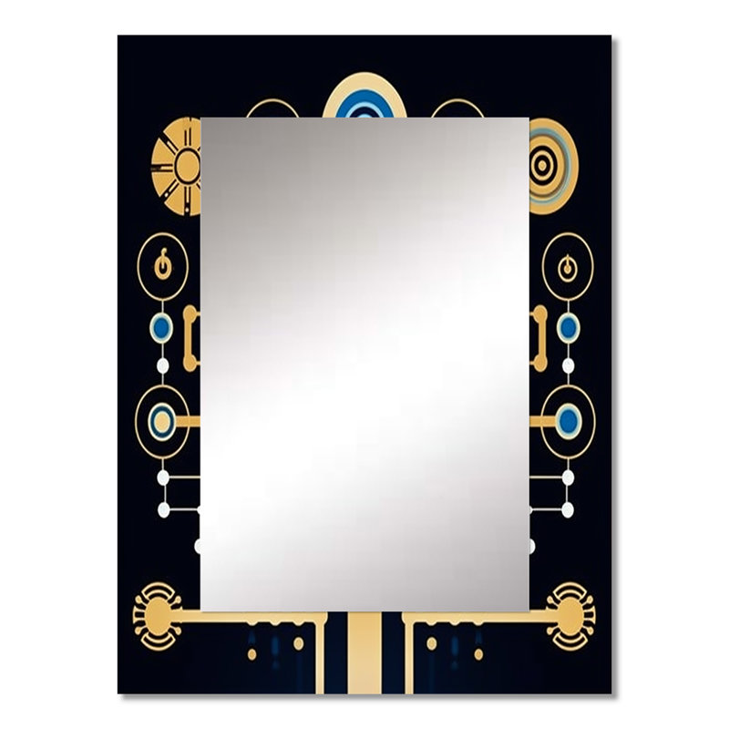 Future Geometry Awakening Of Awareness III - Geometric Unique Wall Mirror Decor, Gold Large Mirror, Printed Metal Art