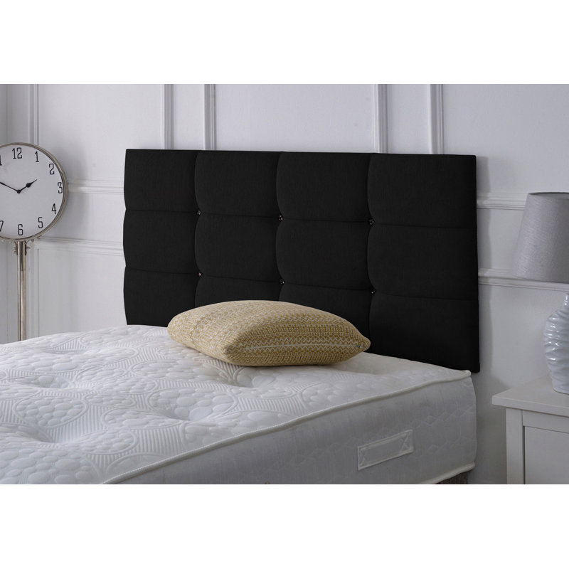 Upholstered Headboard, Double (4'6), Black Chenille