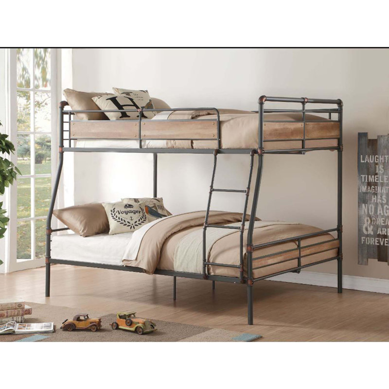 Travis Full Bunk Bed with Built-In Ladder, Full over Queen