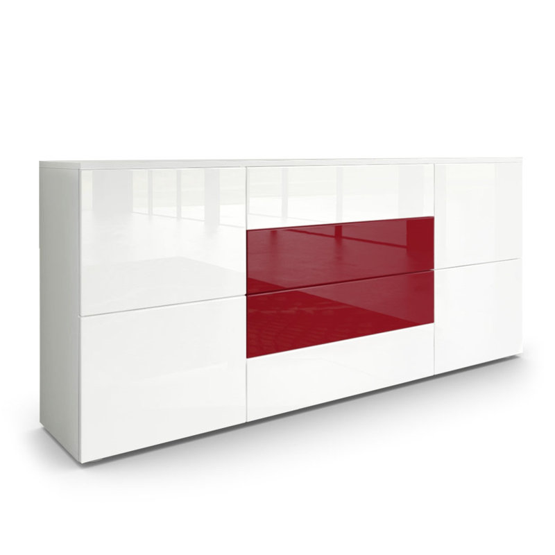 Mccraney Sideboard, Matt white/Glossy white/Glossy burgundy
