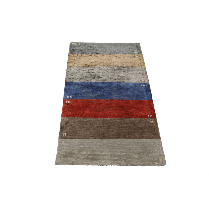 Tapis tibétain gris en laine et en soie noué à la main 3 x 5 LoomBloom