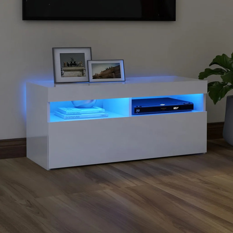 Madline Unfinished TV Stand, High Gloss White, 90cm