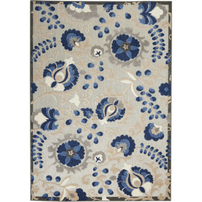 Ciann Floral Blue/Gray Indoor/Outdoor Area Rug
