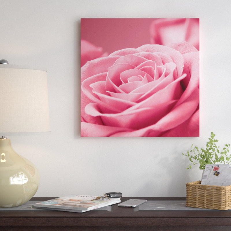 « rose rose i », impression sur toile, H 26 po x l 26 po x P 1,5 po, Toile tendue, Pas de tapis