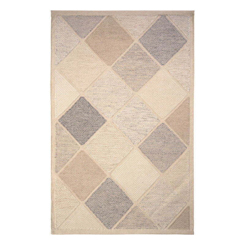 Rug & Kilim's Scandinavian Style Flat-Weave Gray Blue Geometric Pattern, Rectangle 5' x 7'