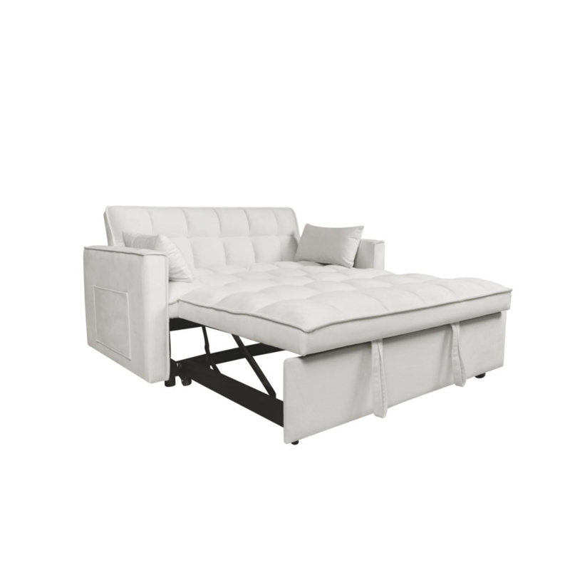 Causeuse Collinward de l 53 po avec dossier capitonné réglable et prise USB Collinward, Tissu beige