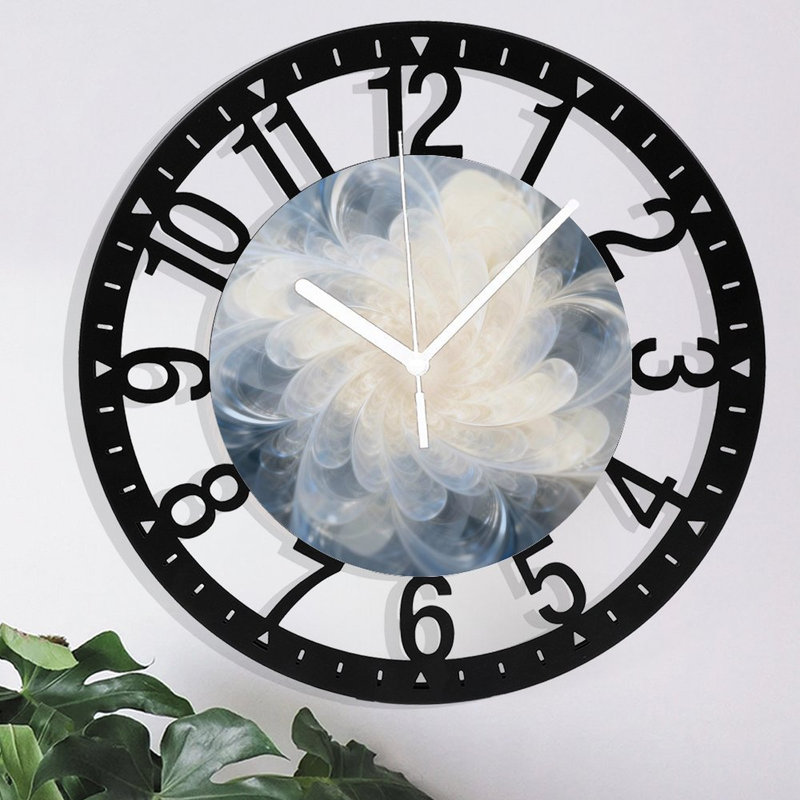 Horloge murale ronde en fer 10 po avec mouvement à quartz silencieux, chiffres arabes, impression UV, Ivoire, bleu, gris