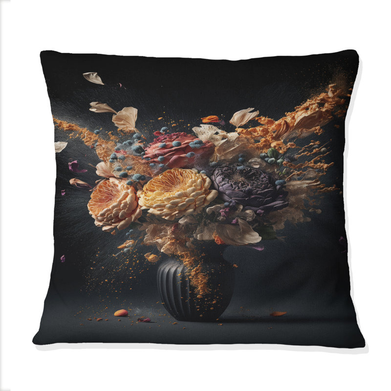 Still Life With Exploding Blossoming Flowers - Floral Printed Throw Pillow