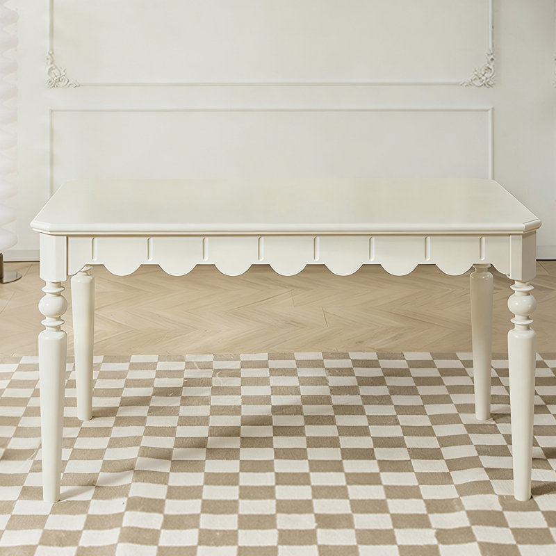 Modern White Rectangular Solid Wood Dining Table, 29.53"H x 55.12"L x 31.5"W