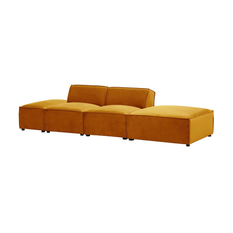 Rolandus 4 Seater Velvet Sofa, Yellow