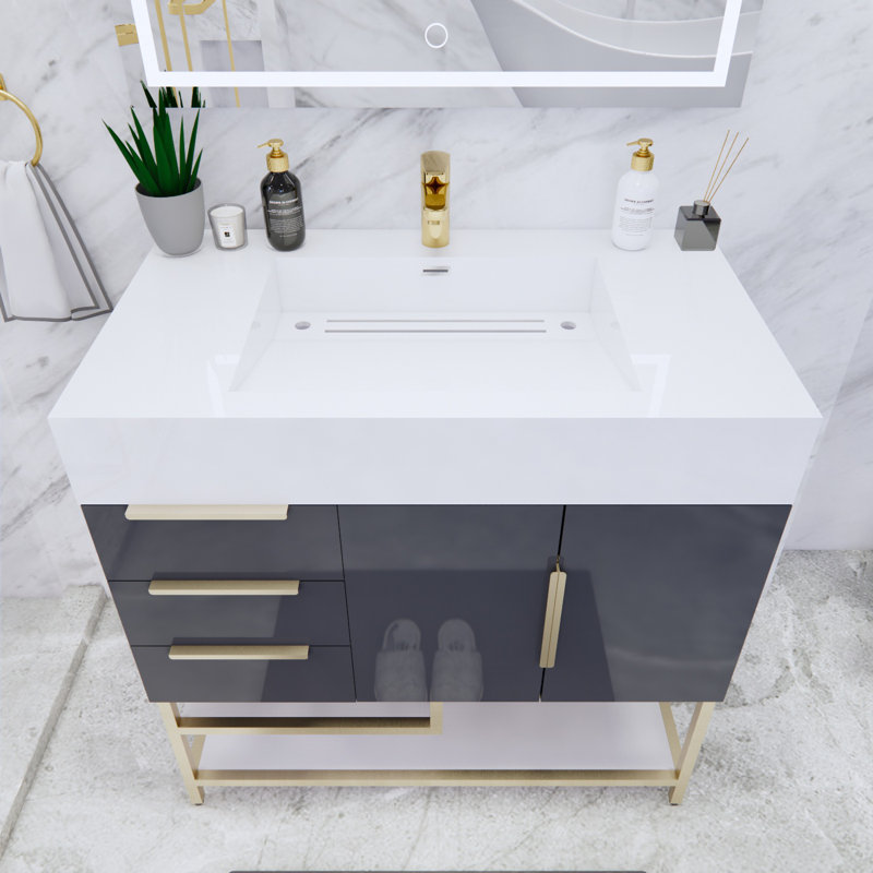 Ensemble de meuble-lavabo simple 36 po Sevara, Gris
