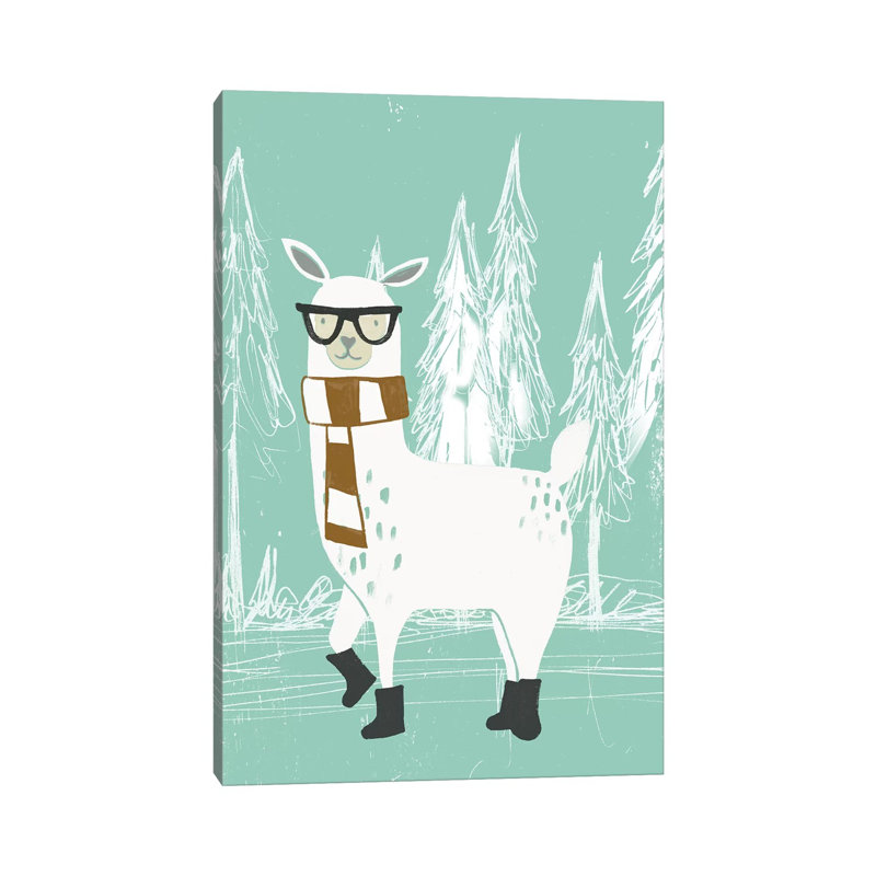 Bundle Up Llama III by June Erica Vess - Wrapped Canvas Gallery-Wrapped Canvas Giclée, 66.04cm H x 45.72cm W