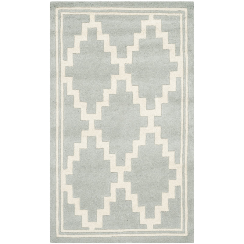 Helma Geometric Wool Hand Woven Area Rug, Rectangle 122 x 183 cm