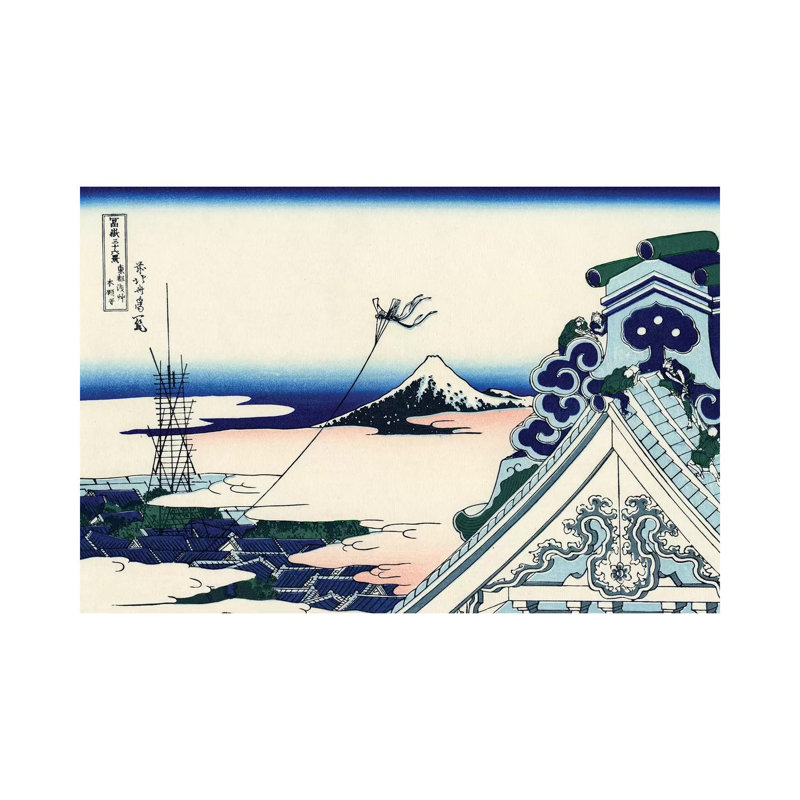 Asakusa Honganji Temple In The Eastern Capital, C.1830 by Katsushika Hokusai - Wrapped Canvas Print