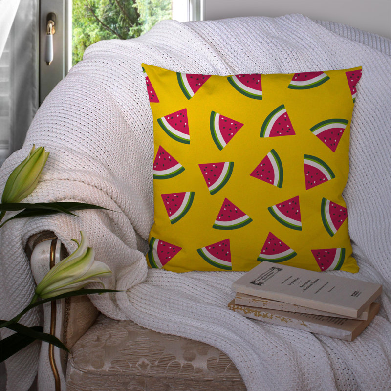 Outdoor Throw Pillow, Yellow/Red, 14" x 14"