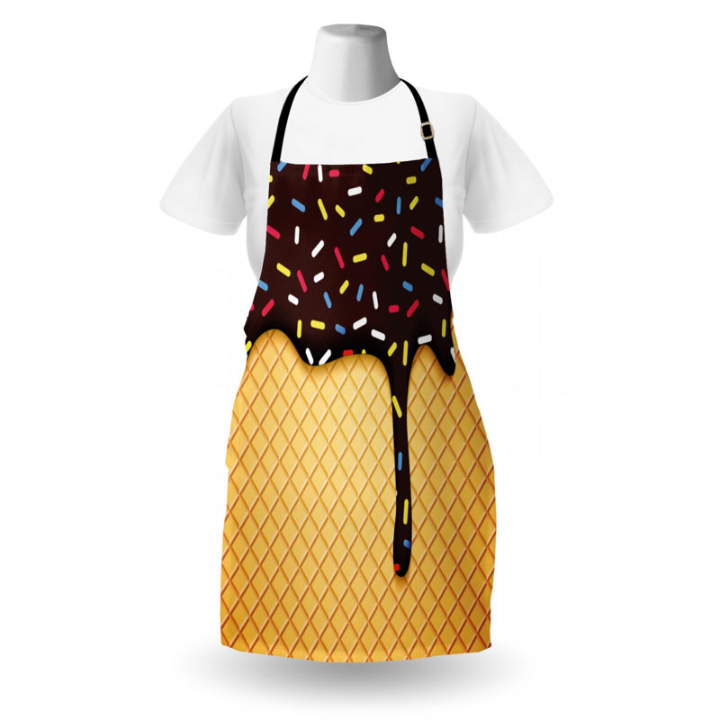 Melting Ice Cream Cones Apron, Mustard/Brown/Red