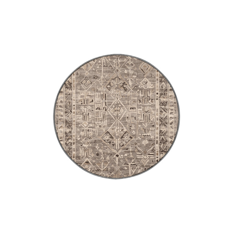 Machine Washable Gray Area Rug, Round 8'