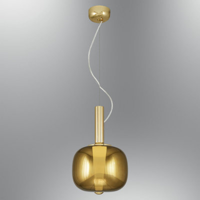 Elegant Yellow Metal Chandelier, 11.0 x 47.2 inches | 1 x 4W Integral LED, 3000K Warm Light | Stylish Glass Cap Design, Perfect for Dining Room & Living Spaces, Modern Home Decor Lighting Fixture