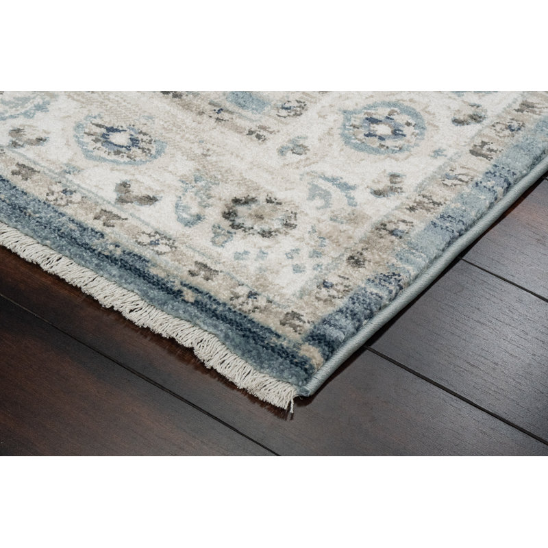 Tapis bleu clair / crème Omarion, Rectangle 3 pi 11 po x 5 pi 7 po