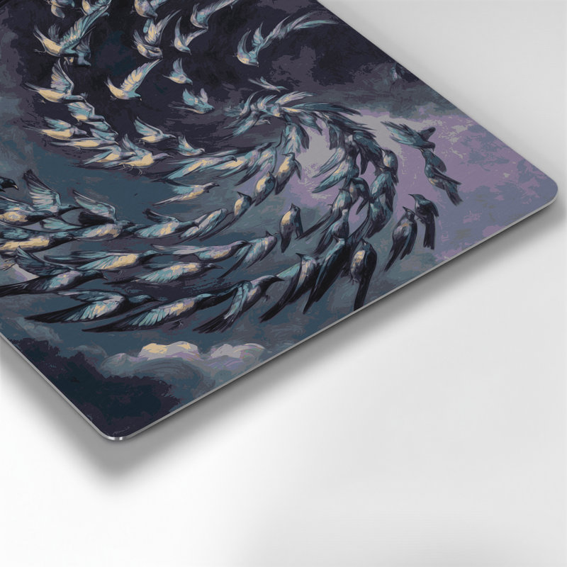 Oiseaux, art mural gris Starling, H 240 po x l 288 po x P 0,05 po