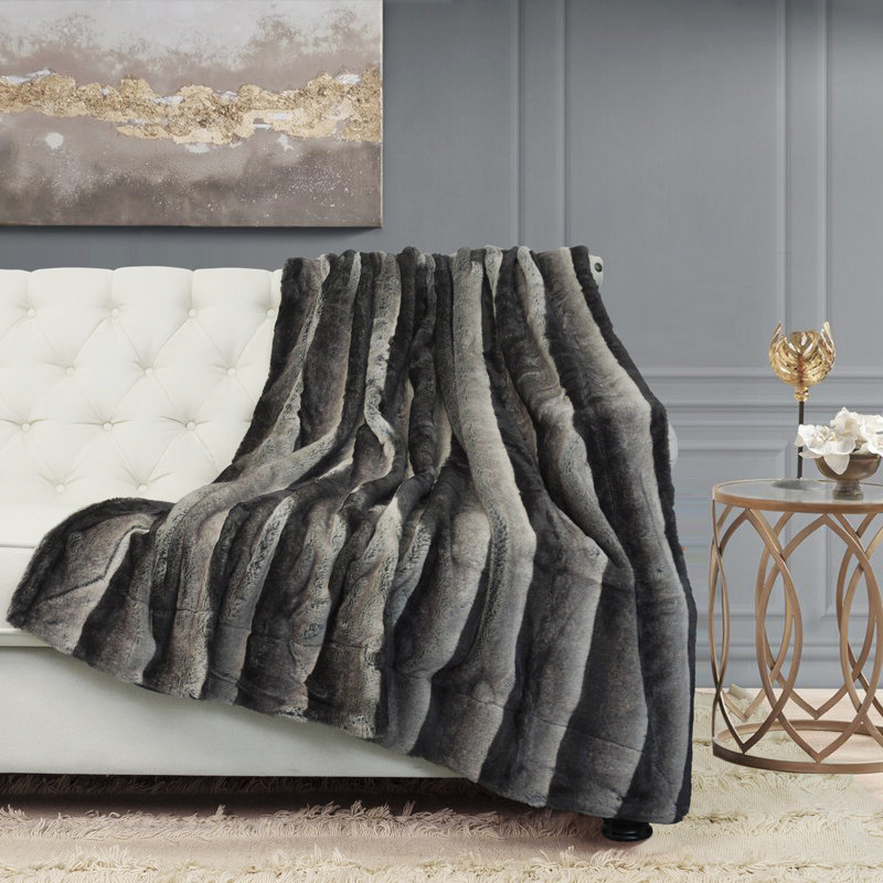 Knitted Throw Blanket, Gray