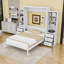 Grand lit escamotable en bois avec tablettes et tiroirs de rangement-129448440