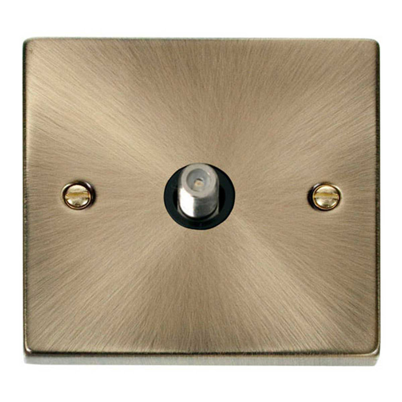 Antique Brass Satellite Socket 1 Gang