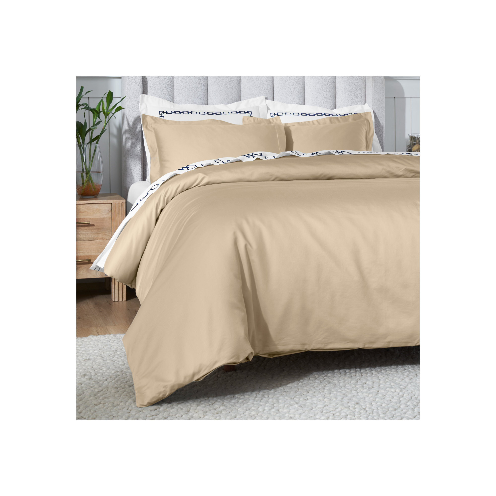 Cotton Duvet Cover Set, Linen, King/California King Duvet Cover + 2 King Shams