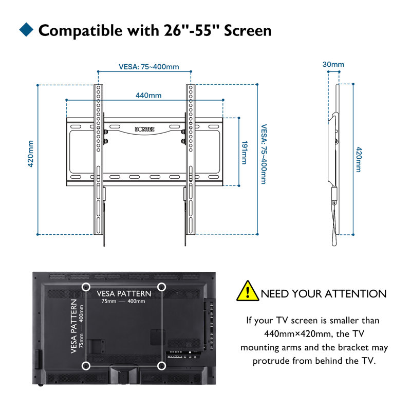 Symple Stuff Single Screen Wall Mount